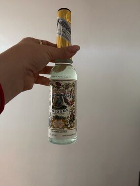 Florida Water Cologne Bottle - Light Aqua & Yellow